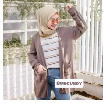 Cardigan Agata Long Cardy Tangan Panjang Sweater Rajut Wanita Terbaru 2021 Kekinian Cardigan Rajut P