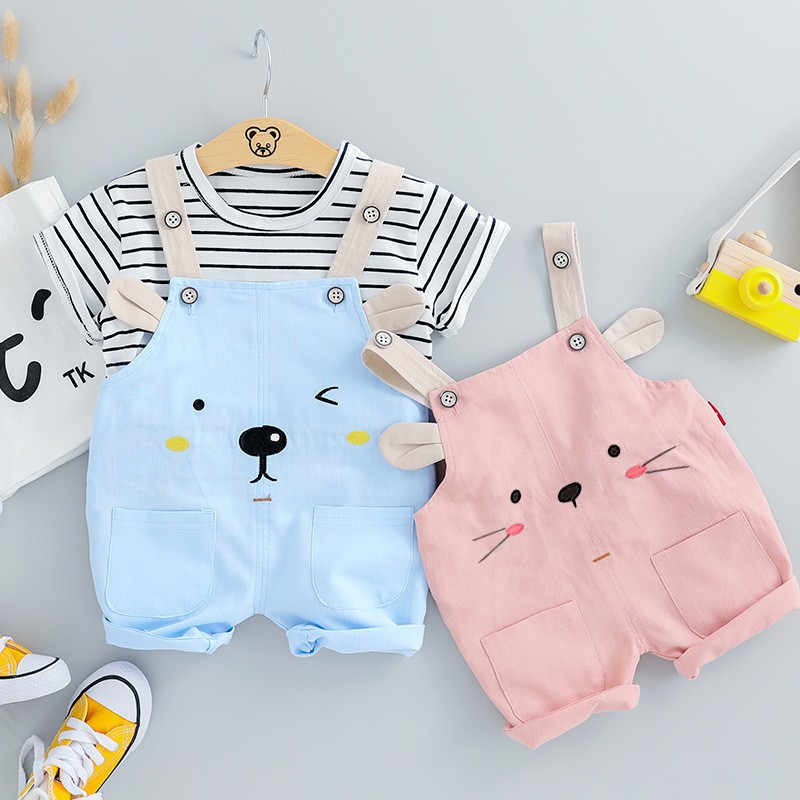 HappyOliver OVERALL OK CATS 1908 EBV baju anak perempuan import 2in1 motif lucu