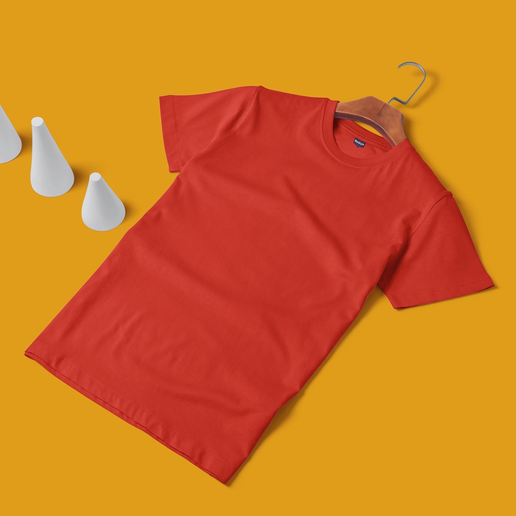 COTTONBDG KAOS POLOS PRIA COTTON COMBED 24S TANGAN PENDEK WARNA MERAH BATA TERRACOTA UKURAN S-XL ORGINAL