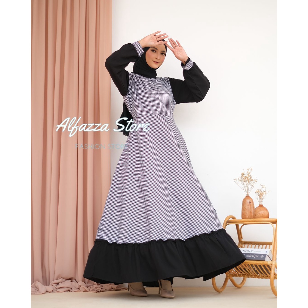 ALFAZZA STORE - savina maxi kotak kotak - gamis kotak kotak - dress dewasa kotak kotak - dress motip kotak kotak - gamis kotak kotak terbaru - gamis kotak - termurah - bisa cod - gamis premium - jumbo - ld besar - bigsize - DRESS