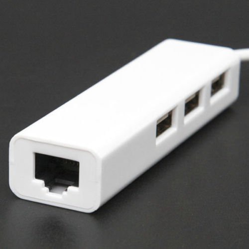 USB to LAN Ethernet External Network Card with USB Hub - 8152 - White