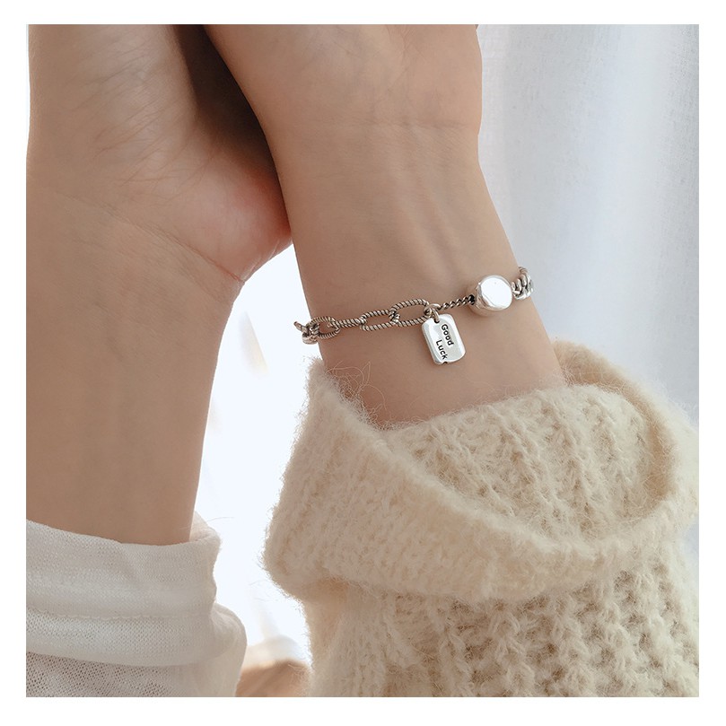 925 perak sterling untuk wanita gelang fashion perhiasan Korea beruntung