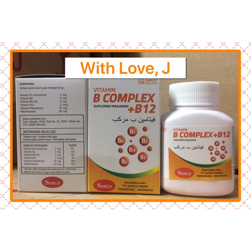 Jual VITAMIN B COMPLEX + B12 SAMCO ( 100 KAPLET ) | Shopee Indonesia