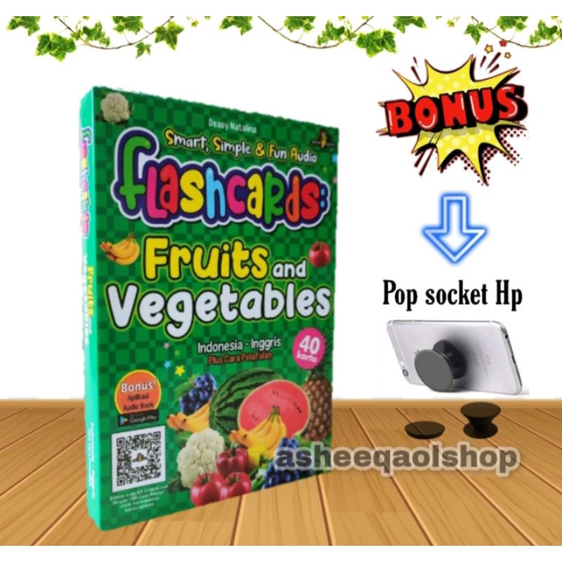 Kartu Balita Flash cards Fruit Vegetables Kartu edukasi mengenal Buah/Sayuran