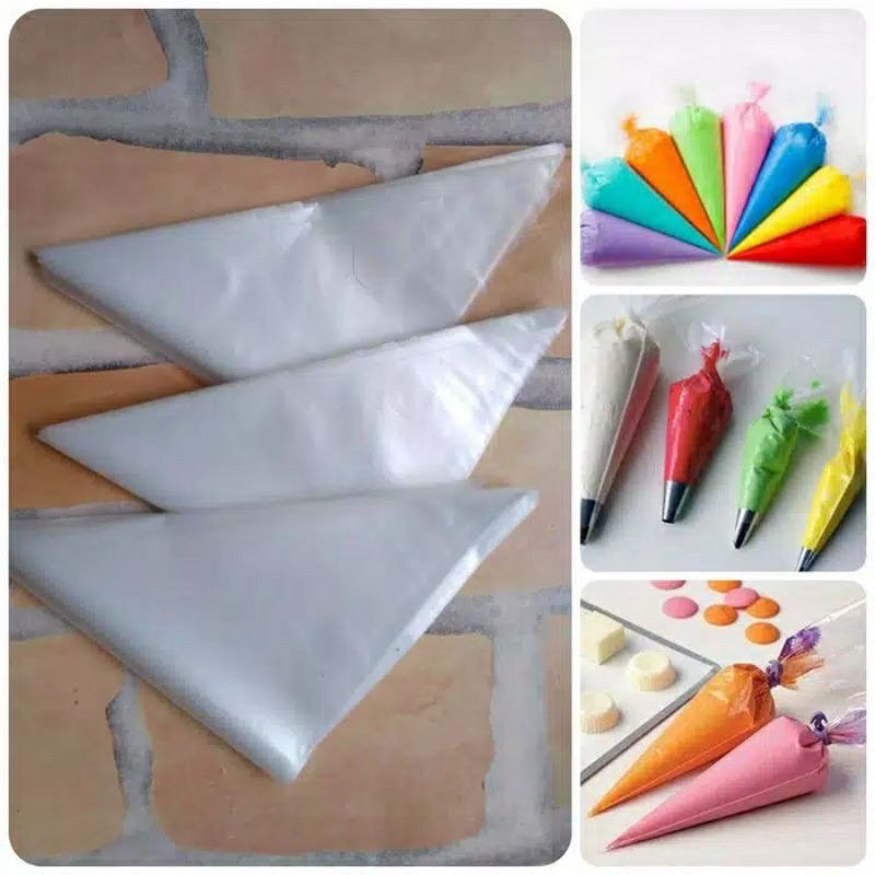 10 pcs pipping bag plastik segitiga bahan plastik alat untuk dekorasi kue ulang tahun