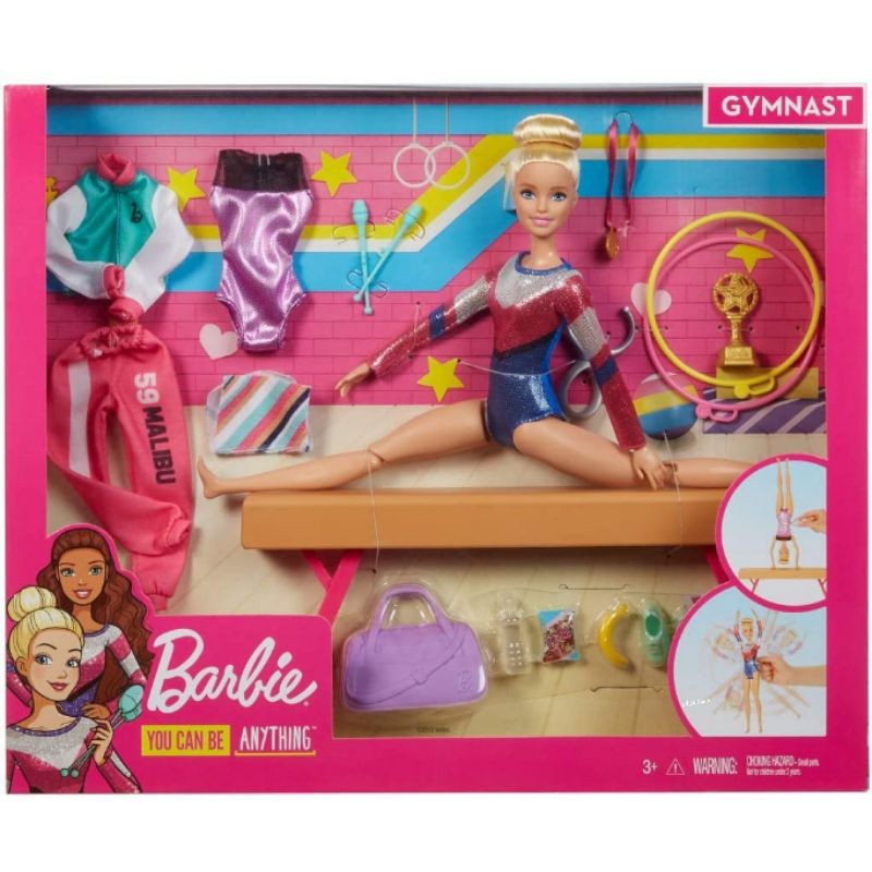 Barbie pivotal gymnastic set komplit doll boneka barbie gymnast gym senam