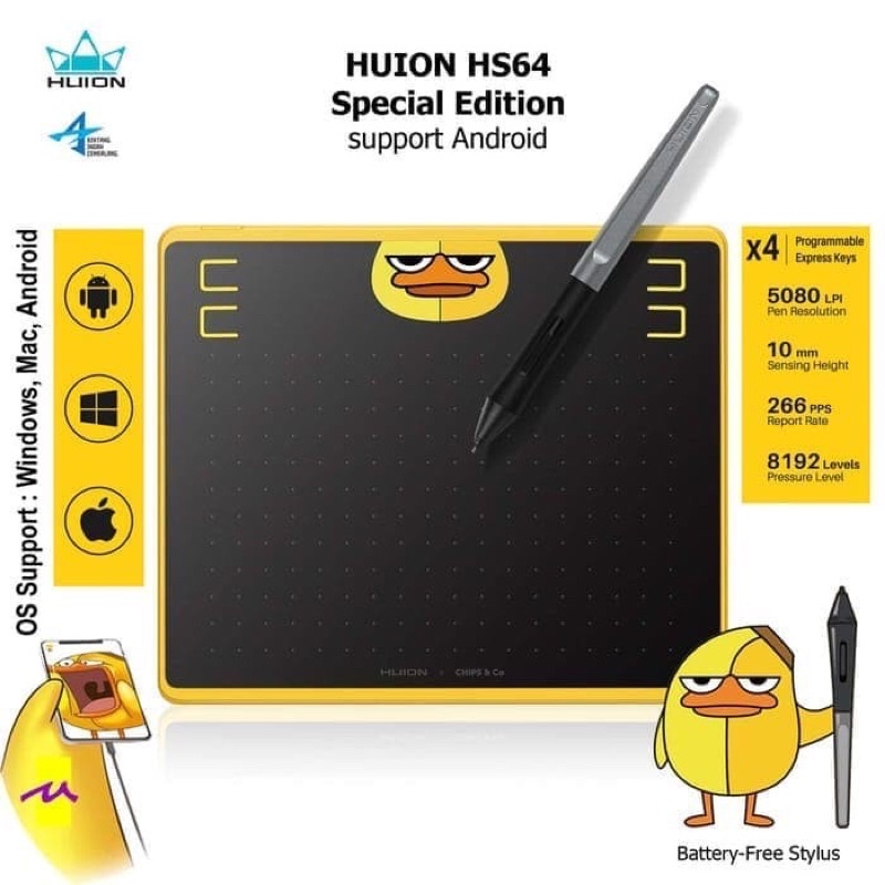 Pen Tab bekas HUION HS64 X CHIPS & Co