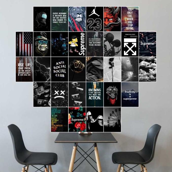 POSTER DINDING AESTHETIC BLACK / DEKORASI KAMAR COWOK KEREN BIG SALE Kode 570