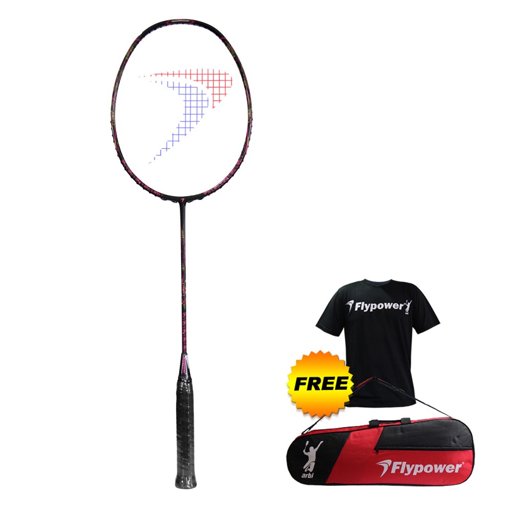 Flypower Comet Raket Badminton / Badminton Racket - Black Hot Pink