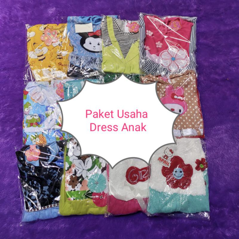 Paket usaha 1 kg isi 12 pcs dress anak 1 2 3 tahun Fatonah Shop Grosir