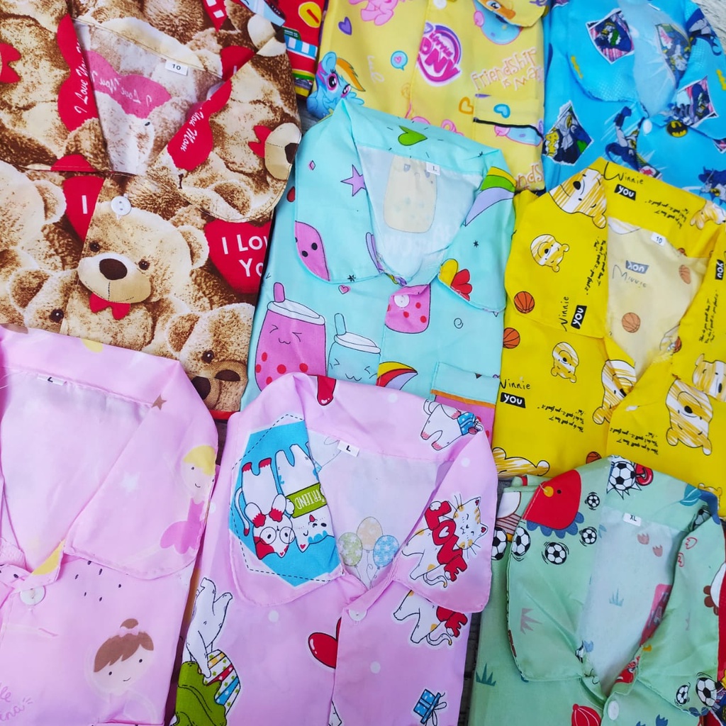 Piyama Anak Dewasa Usia 8-12 Tahun Baju TIdur Anak Perempuan Laki-laki Motif Karakter Lucu