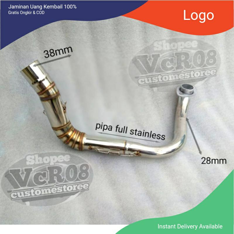 Terbaru Leher pipa knalpot beat fi karbu  inled 38mm  atas pipa leher ngacung vario 125,110,150 Scoo