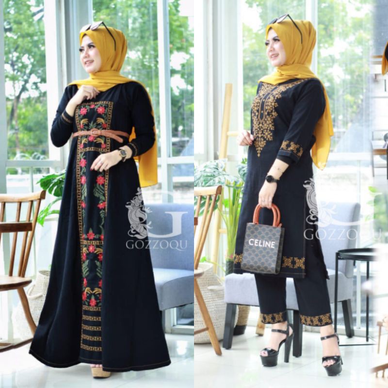 Gamis  Maryam dan setcel asyiqa bordir prod Gozzo ori