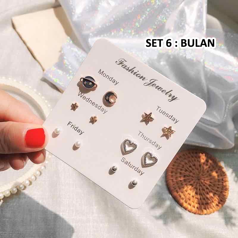 Anting Wanita Fashion Korea 1 Set - Anting Tusuk Earring Wanita Import Kekinian Ala Korea AT01