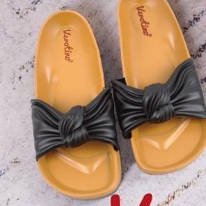 Sandal Slop Wanita Pita / Sandal Slop Kokop Motif Kerut Import - Verotino A766-5 (37-41) / Sandal Slop Jelly Wanita-Black (2 Warna)