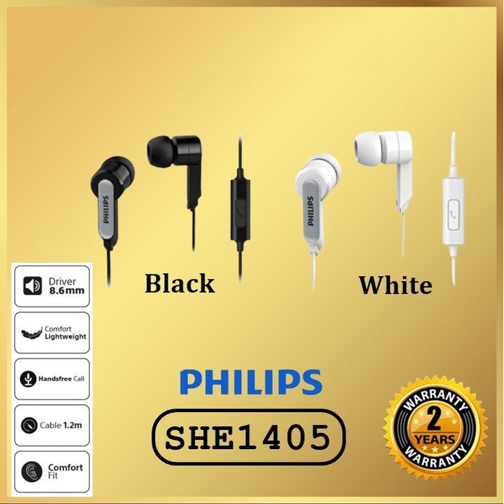 Philips SHE 1405 Earphone with mic : SHE1405 Headphone headset 1405