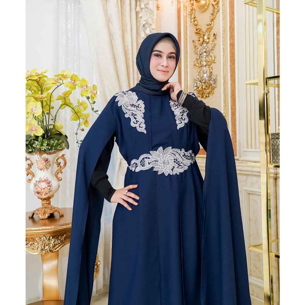 HOPYLOVY - Maxi Dress Gamis Wanita Terbaru Dress Mix Bordir Almeera