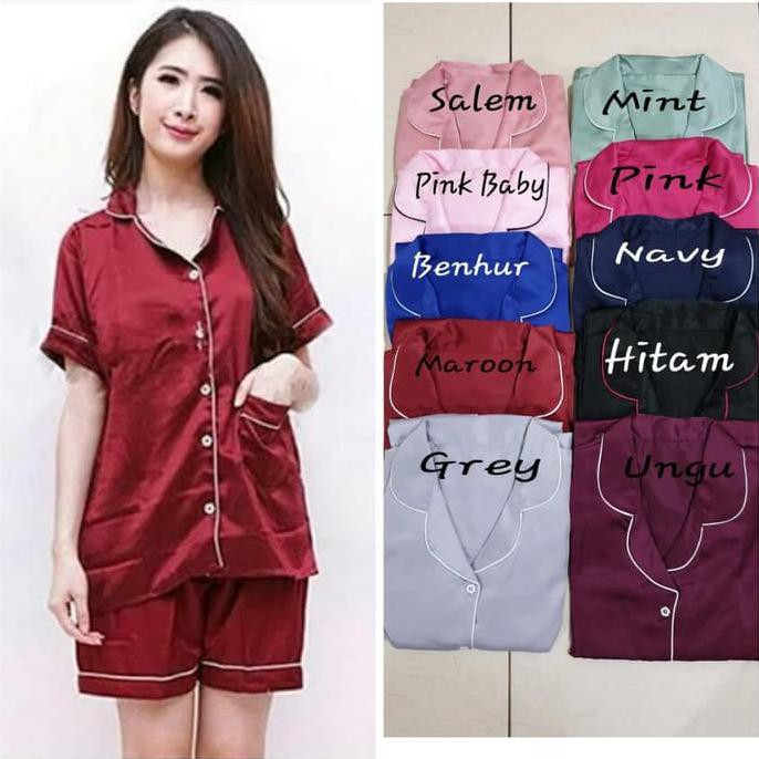 BAJU TIDUR WANITA/PIYAMA SATIN DEWASA