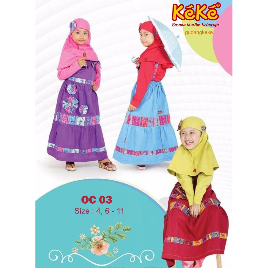 KEKE OC 03 BAJU MUSLIM ANAK PEREMPUAN MODEL OVERALL KEKE BUSANA MUSLIM
