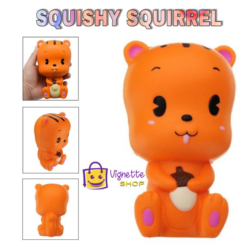 Squishy Squirrel Tupai Orange Murah | Squisy  Squishi Sekuisi Skuisi Squisi | Mainan Anak Perempuan 
