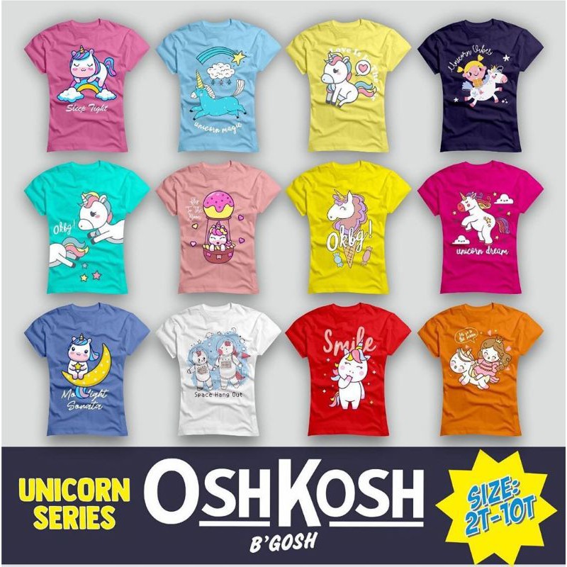OSHKOSH Kaos Anak girl full print "Unicorn Series" Size 2T/4T/6T/8T/10T