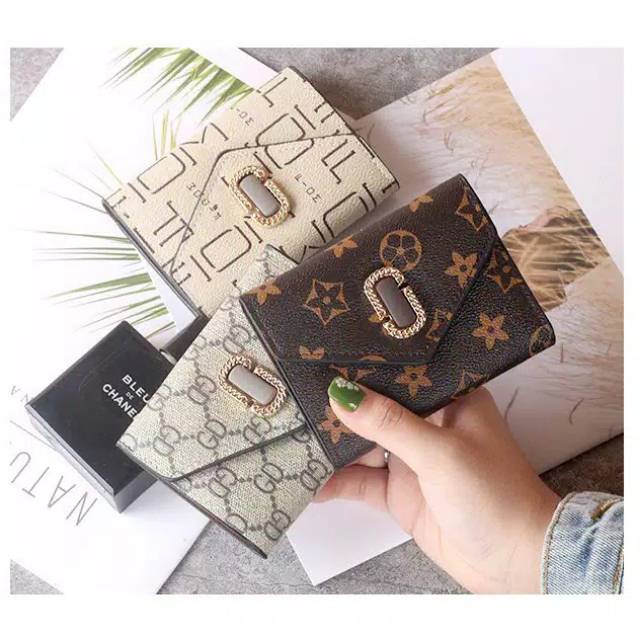 DOMPET CEWE MINI IMPORT MOTIF GUCCI GD LIPAT FAMOUS PATTERN WOMEN SHORT WALLET MURAH MAKASSAR COD