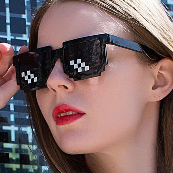 ❄️Harga Potongan Kacamata Kotak Thug Life Double Mosaic Sunglasses Kaca Mata Hitam Wanita Pria Unise