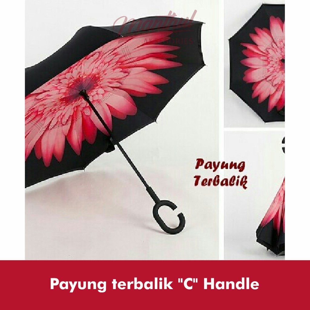 Payung Terbalik Reverse Umbrella With C Handle