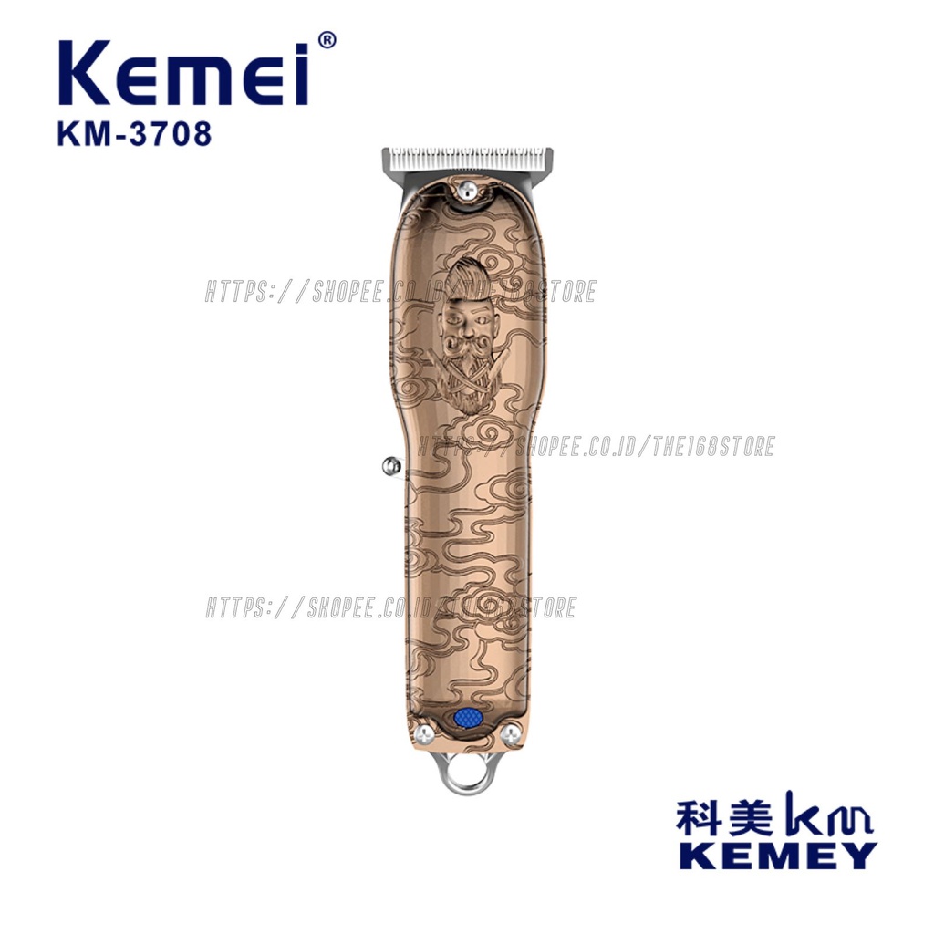 Kemei KM-3708 Alat Cukur Rambut Hair Clipper Elektrik Professional Detailer Trimmer Full Metal Cukuran Kemei KM 3708