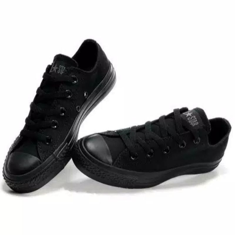 Sepatu Sekolah Converse All Star Hitam Polos Pria Wanita Sepatu Kerja Sekolah Santai Jalan Jalan