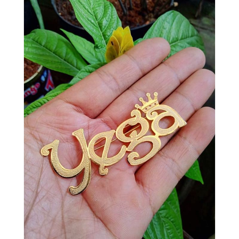 tag nama dada peniti costome pin nama gold/silver kuningan/monel/stainles lapis emas ukir nama