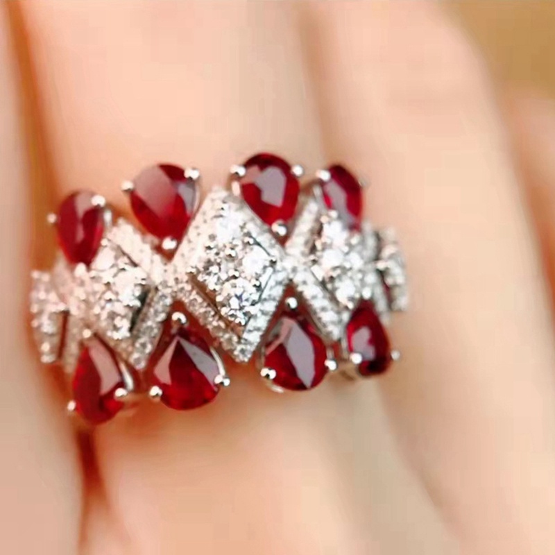 Cincin Wanita Desain Merpati Hias Ruby Darah Imitasi Gaya Retro Untuk Pernikahan / Banquet / Cocktail