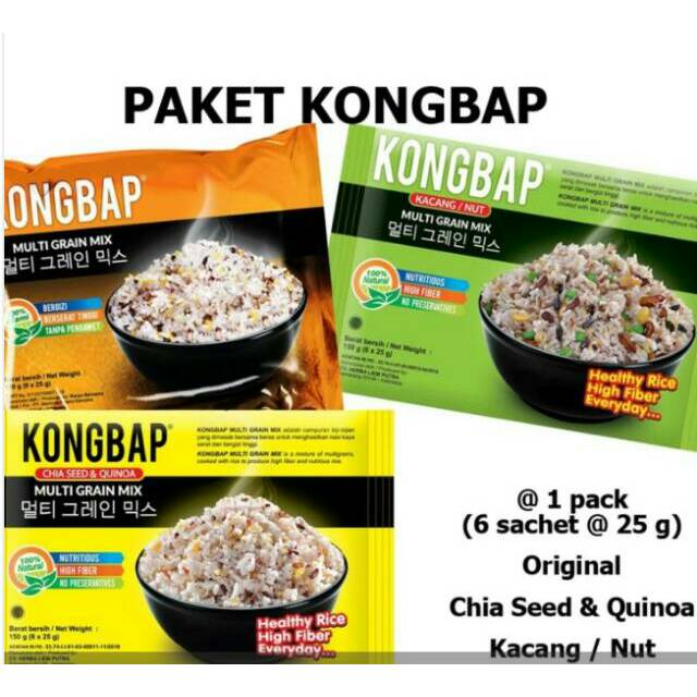 

KONGBAP Nut Multi Grain Mix Makanan Organik - 1 Pack(6×25g)
