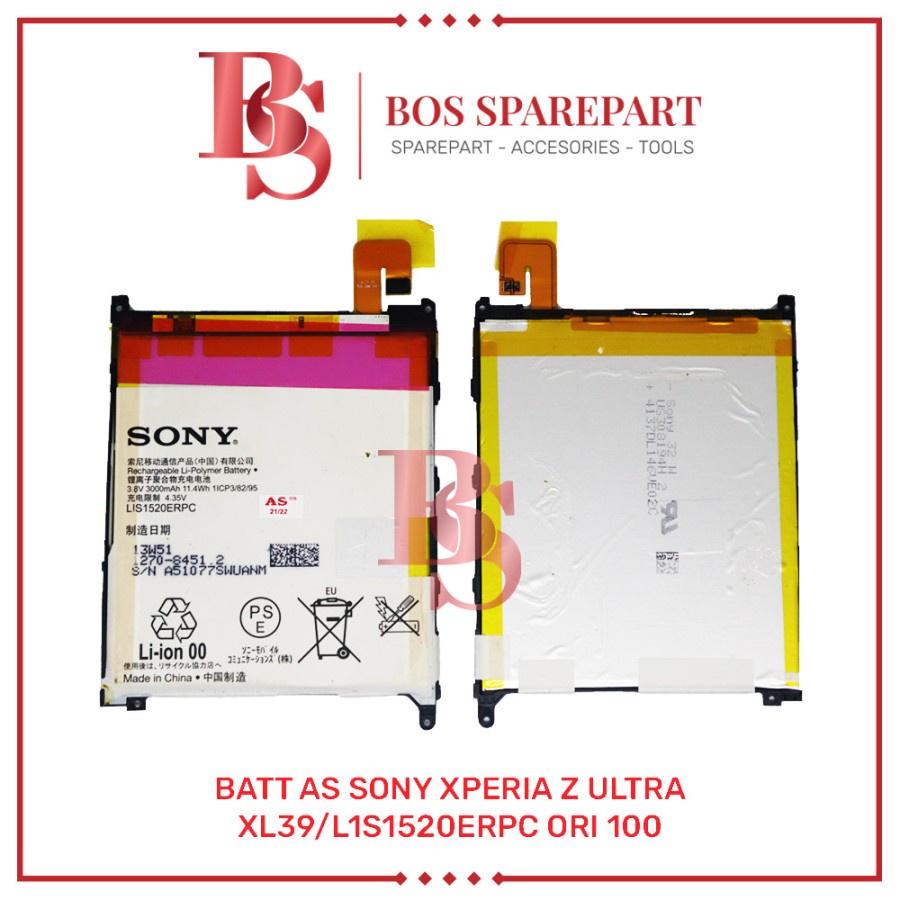 BATTERY AS SONY XPERIA Z ULTRA / XL39 / L1S1520ERPC ORI 100 / BATERAI / BATRE