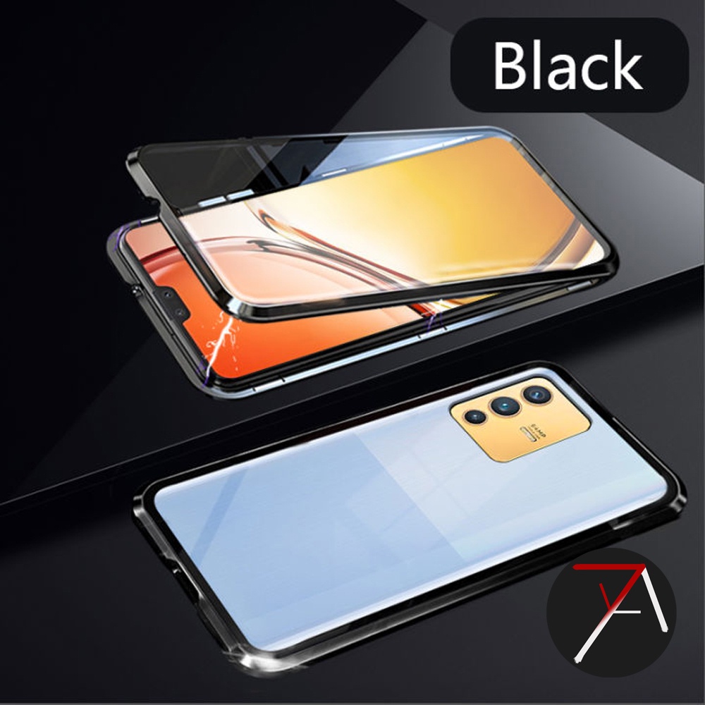 vivo v23 5g double side glass magnetic case metal cover casing depan belakang
