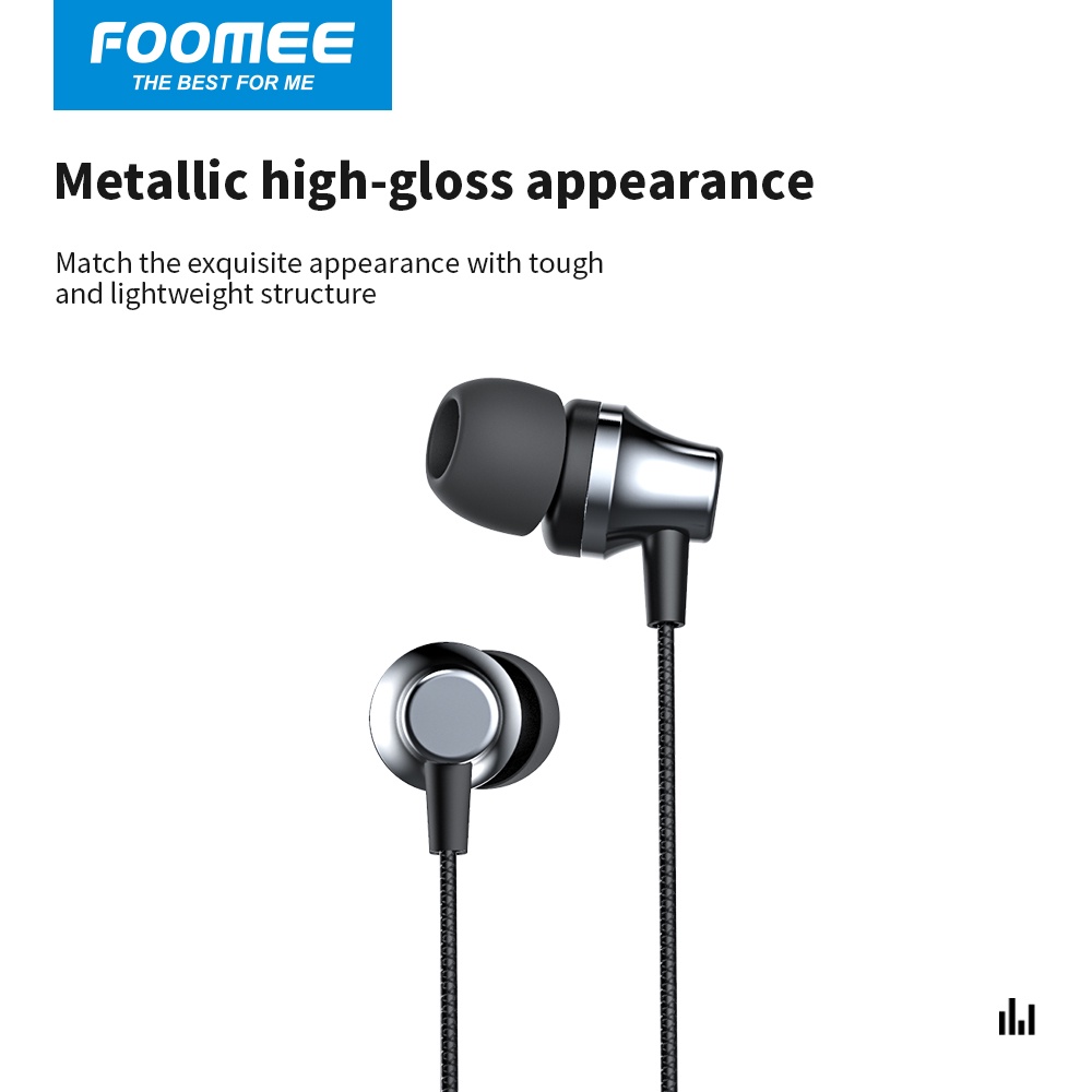 Earphone HIFI Wired music headset in-ear metal tarnish FOOMEE QA40-2