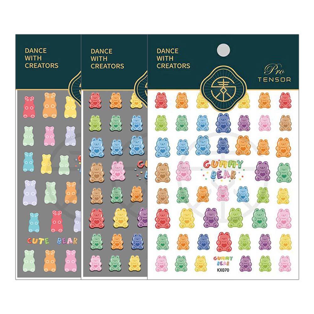 Needway   5D Grafir Stiker Kuku Lucu Decal Gummy Bear DIY Nail Art Desgin