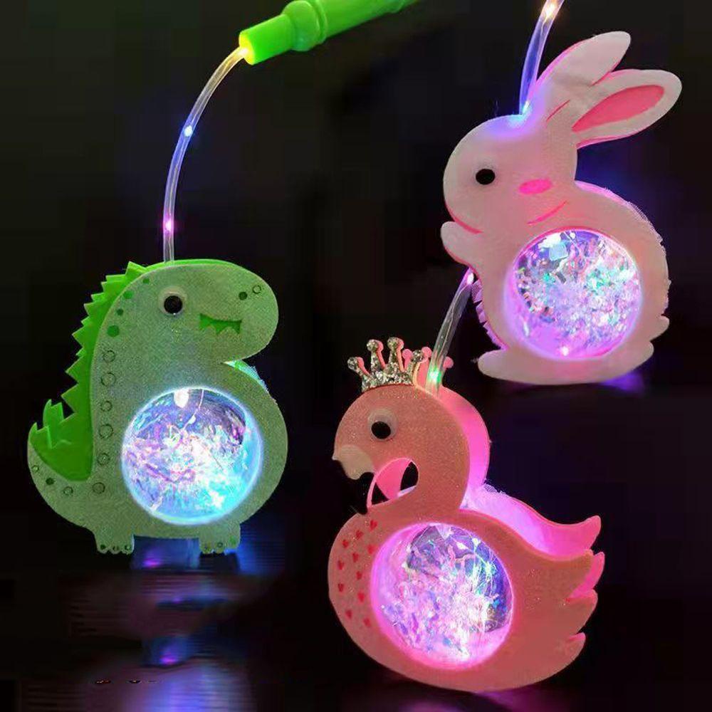 【 ELEGANT 】 Lentera Flash LED Hewan Kartun Tiga Mode Flash Anak Laki-Laki Perempuan Dekorasi Pesta Ulang Tahun Perlengkapan Festival Anak