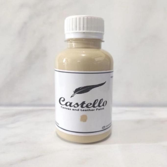 

Castello paint ivory cream kulit kanvas tas sepatu