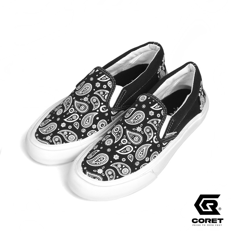 CORET Sepatu Slip On Vulcanized - Sepatu slipon Batik Hitam