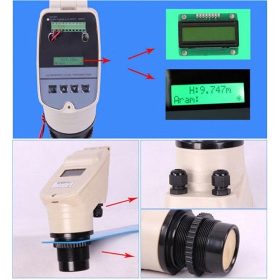 

Ready Stock Ultrasonic Level Meter 24V 0-20m 20 Meter 4-20mA Water Flow Tester Air