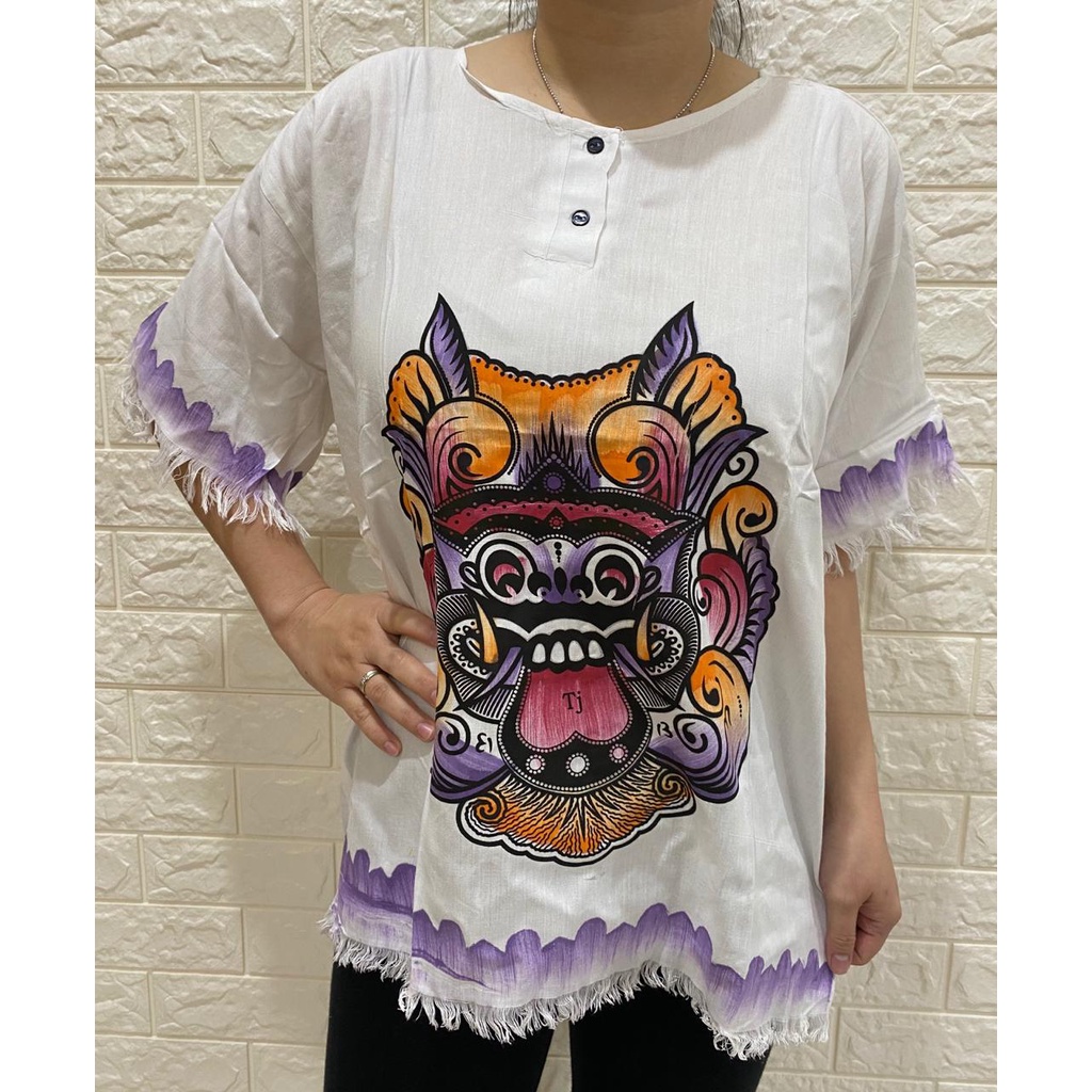 BAJU BALI BARONG DASAR PUTIH WANITA FIT TO XL LIST REAL PICT!!!