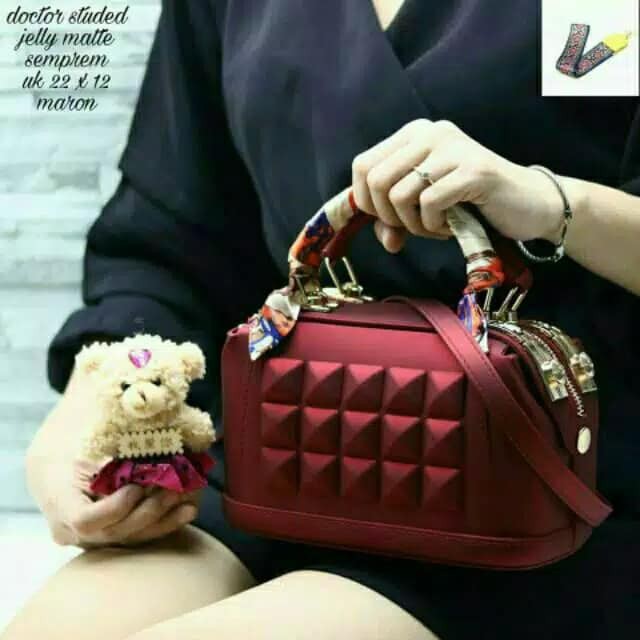  TAS  WANITA DOCTOR STUDED 1TALI JELLY  MATTE SEMPREM FREE 