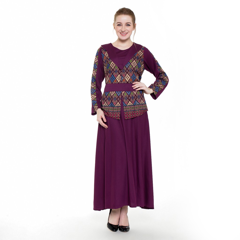 Long dress Gamis maxi lengan panjang variasi rompi tempel | Baju Gamis Wanita Model Terbaru Syar'i -