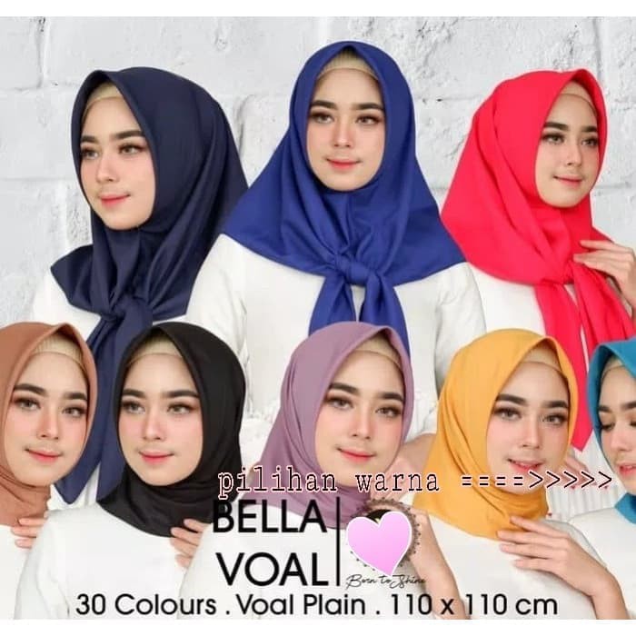 Produk terbaru dan terlaris saat ini Jilbab Segi Empat Bella Voal Plain By Yeffa Scarf
