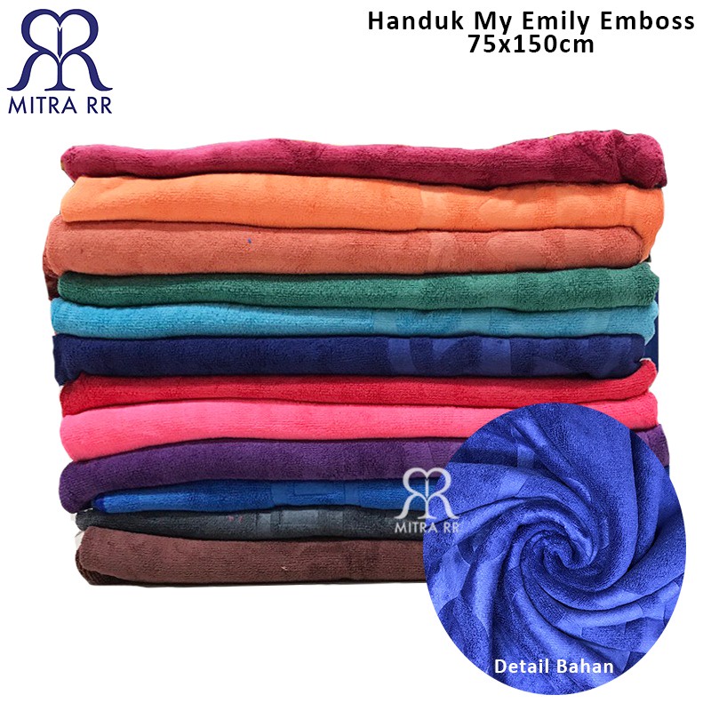 MitraRR Handuk My Emily Emboss 75 x 145 / 85 x 145 cm Handuk Mandi Halus Micro Fiber