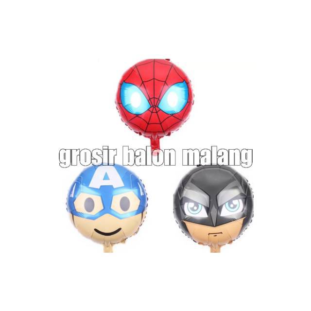 Balon bulat kepala spiderman/captain america