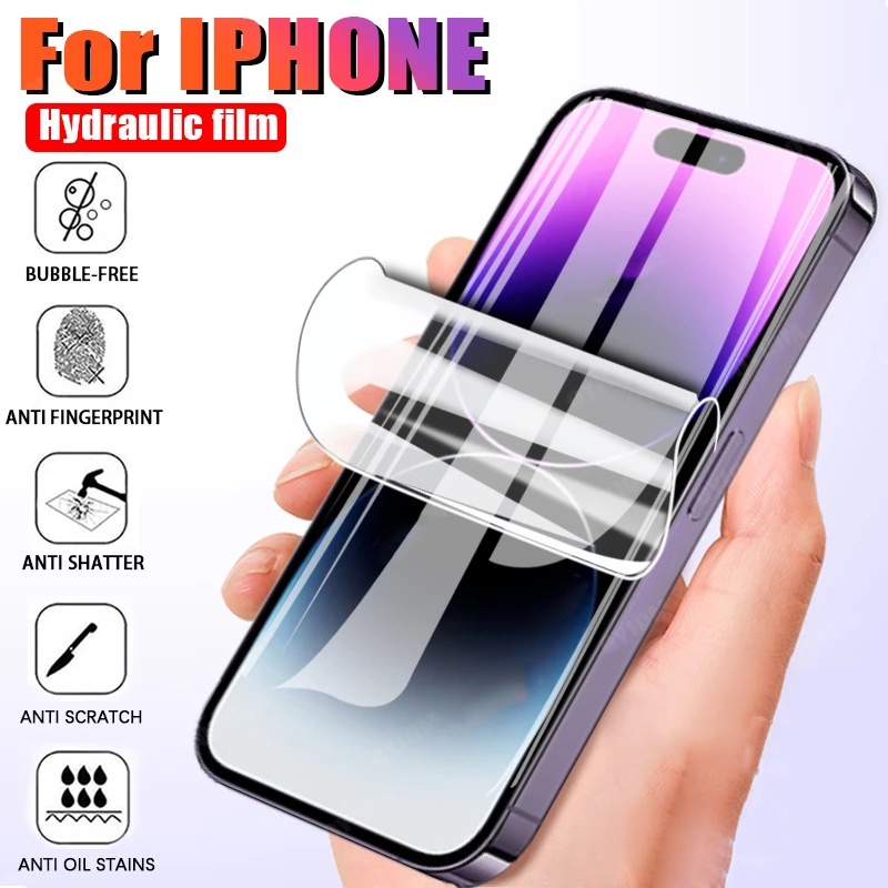 1pc Film Hydrogel Pelindung Layar Anti Air / Sidik Jari Untuk IPhone 14 / 14Plus / 14pro / 14pro Max