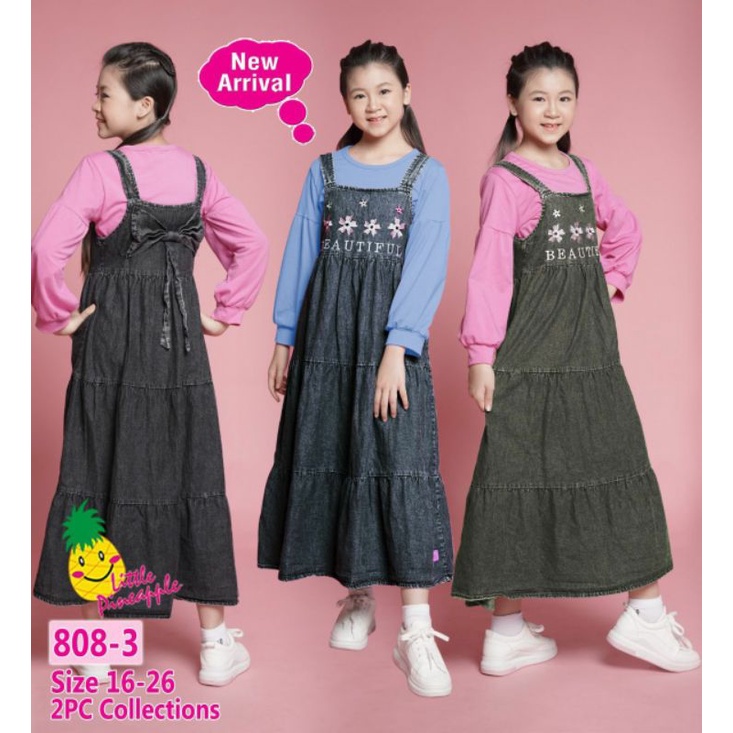 Overall jeans anak tanggung LP808-3 untuk anak.perempuan setara 9-15thn