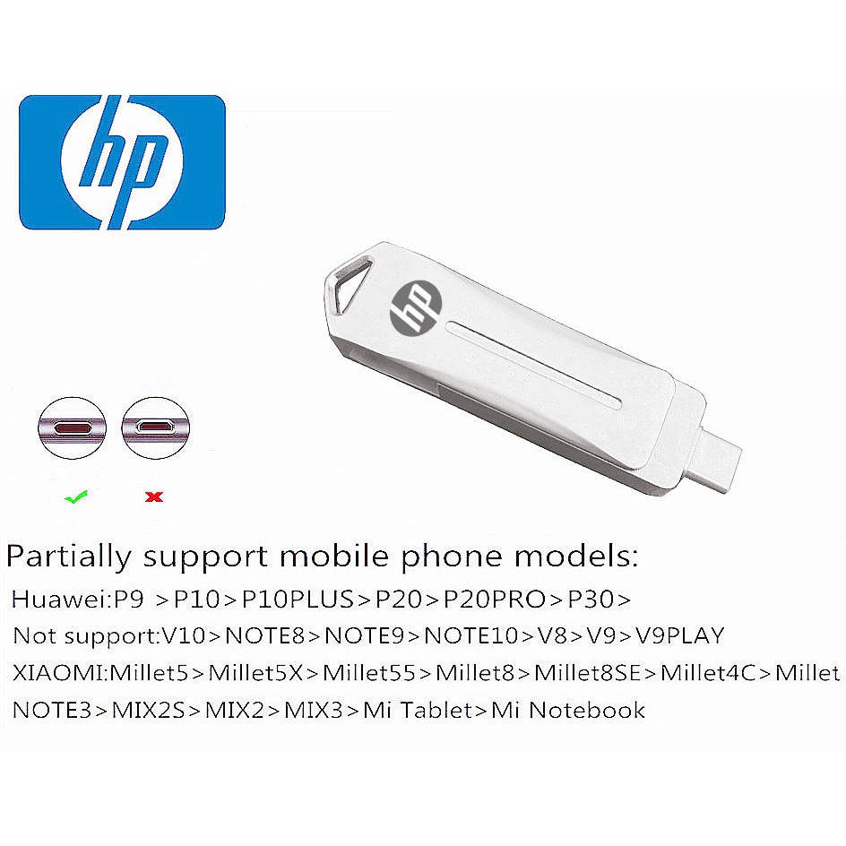 Hp Flash disk USB 3.0 Tipe-c 1TB Bahan Metal Anti Air Untuk Bisnis